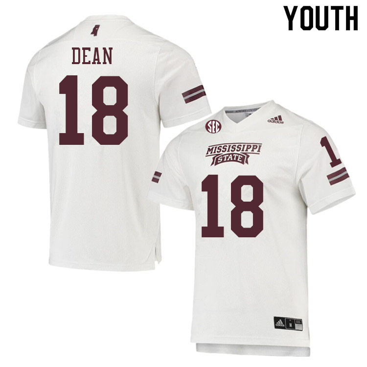 Youth #18 Janari Dean Mississippi State Bulldogs College Football Jerseys Sale-White - Click Image to Close